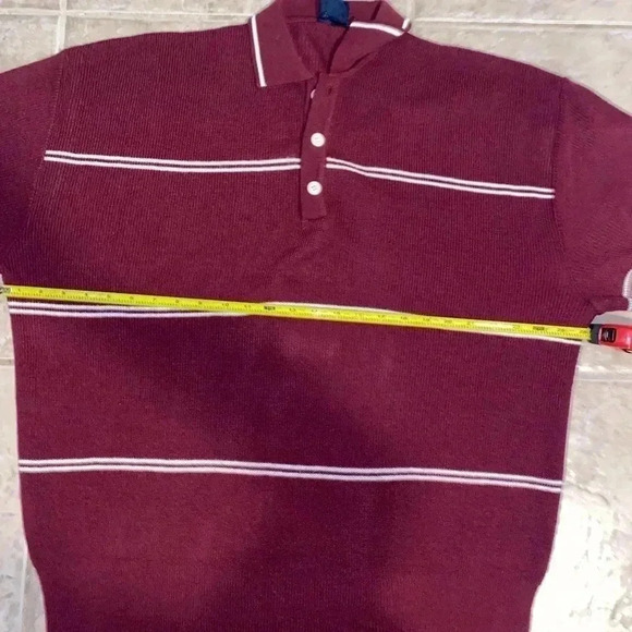 Vintage John Blair Polo Button Up Pullover Sweater Maroon White Stripe Men XXL - Picture 5 of 6